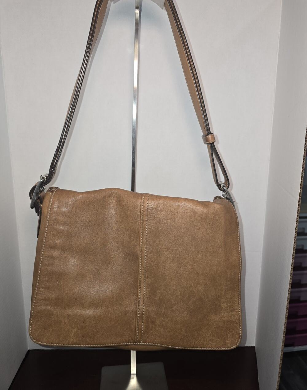 Coach Hampton Flap Camel Shoulder Bag 9570 English Tan